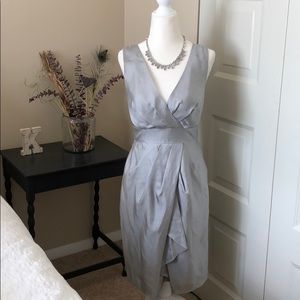 Light silver silk v-neck dress